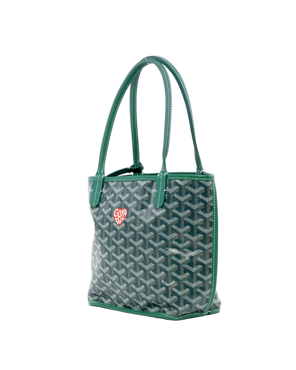 GOYARD ANJOU MINI GREEN HEART RED CANVAS SHW 01413