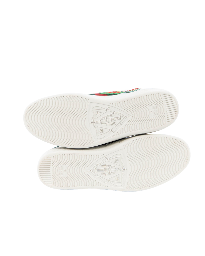 GUCCI ACE DRAGON SNEAKER 9.5 SILVER METTALLIC CALF SHW 73765 0115