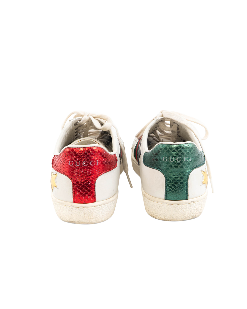 GUCCI ACE STAR SNEAKER 37 WHITE RDE GREEN CALF 454562 5514