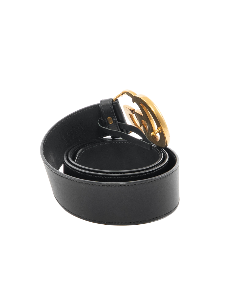 GUCCI BELT 4 CM 95 BLACK CALF GHW 601254 8201