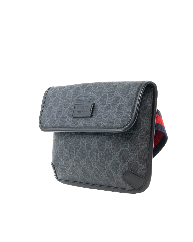GUCCI BELT BAG BLACK GG SUPREME MONOGRAM CANVAS SHW 598113 525040 6256