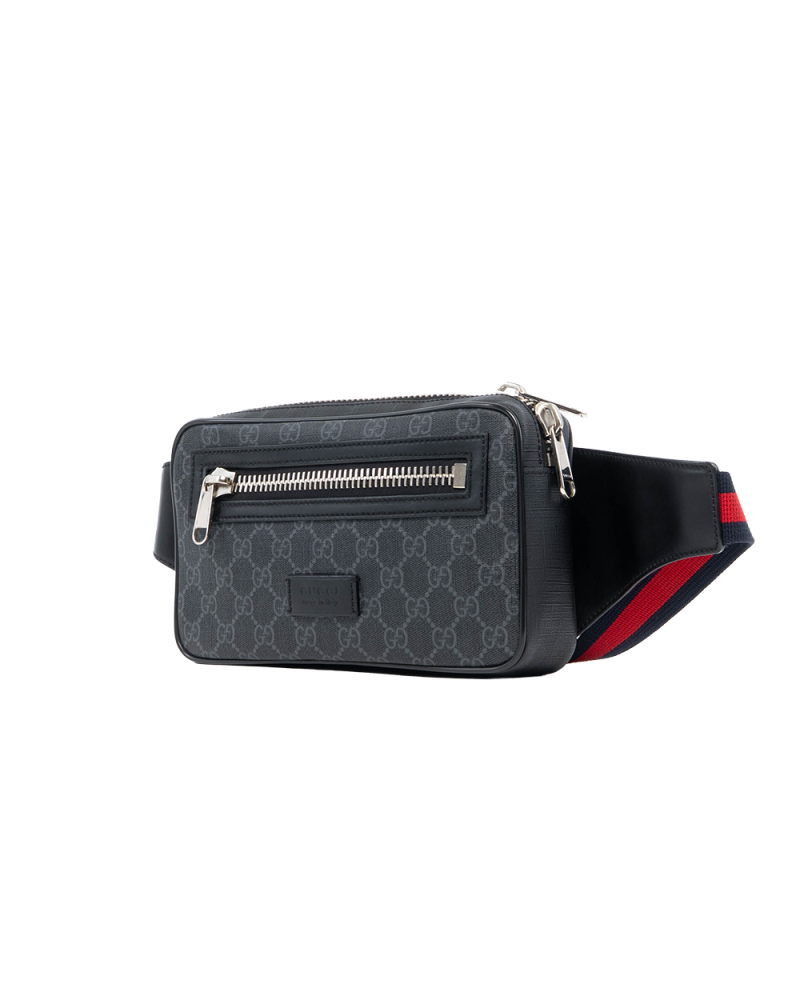 GUCCI BELT BAG CAMERA BLACK GG MONOGRAM CANVAS SHW 474293 520981 1300