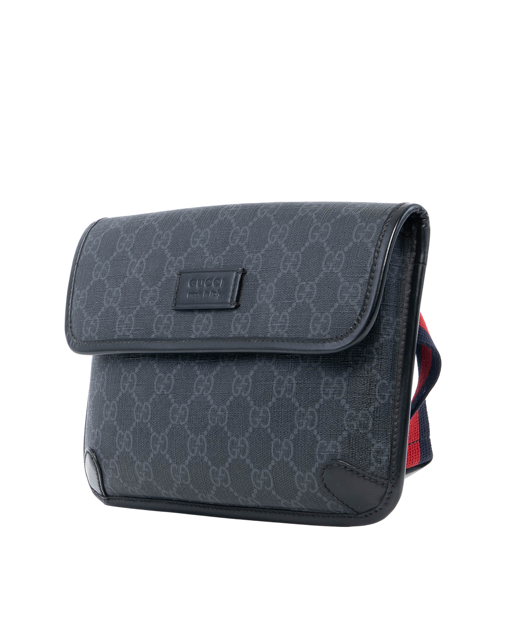 GUCCI BELT BAG SQUARE THIN BLACK GG SUPREME MONOGRAM CANVAS SHW 598113 525040 0060