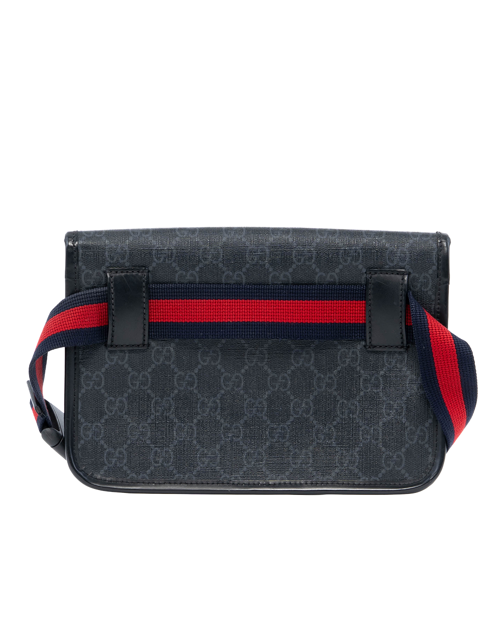 GUCCI BELT BAG SQUARE THIN BLACK GG SUPREME MONOGRAM CANVAS SHW 598113 525040 0062