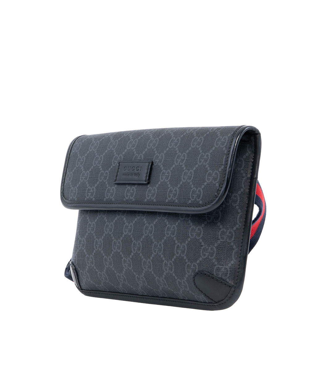 GUCCI BELT BAG SQUARE THIN BLACK GG SUPREME MONOGRAM CANVAS SHW 0039