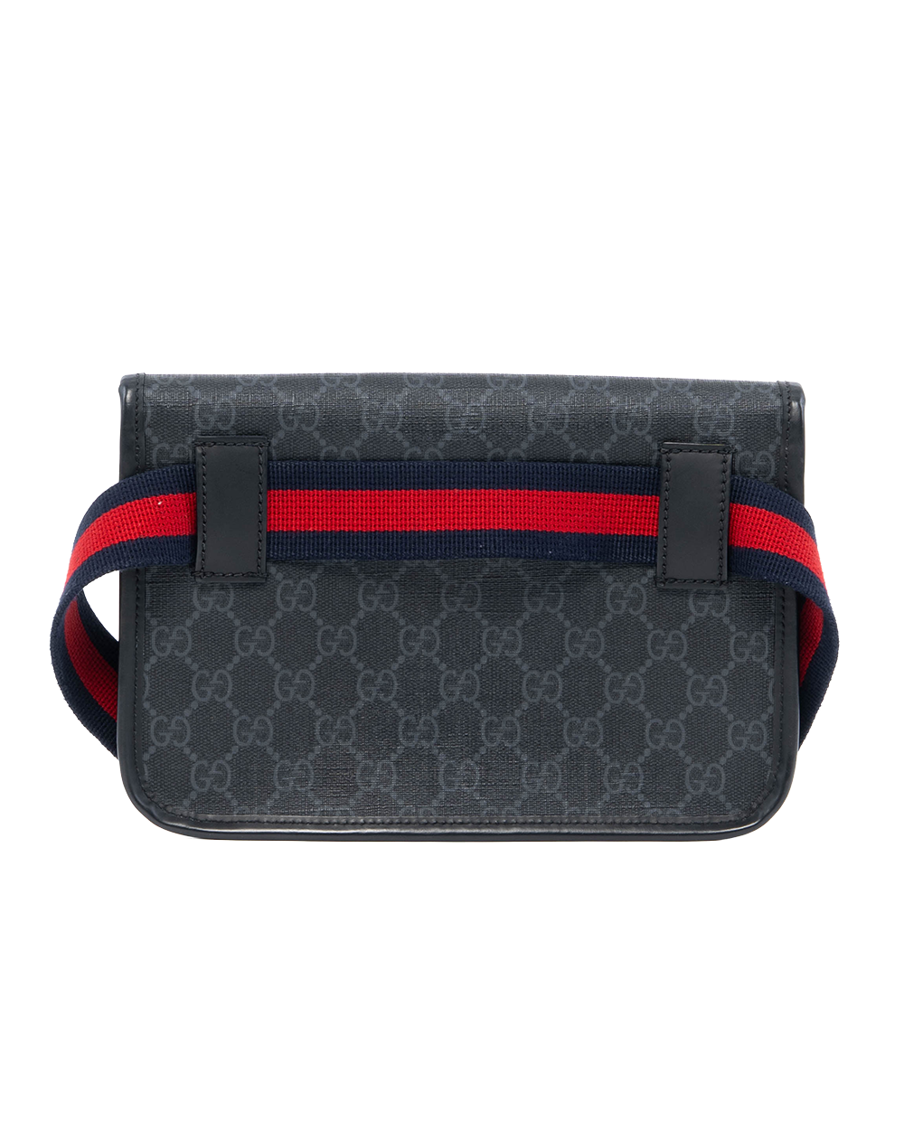 GUCCI BELT BAG SQUARE THIN BLACK GG SUPREME MONOGRAM CANVAS SHW 0041