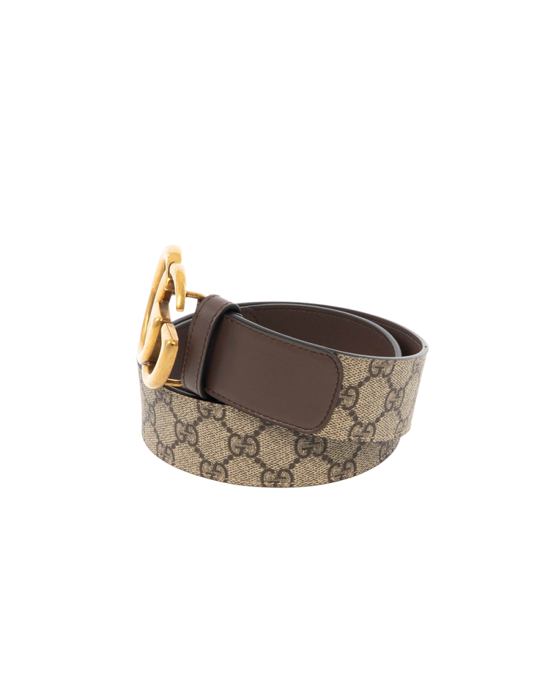 GUCCI BELT BEIGE BROWN 80 GG MONOGRAM CANVAS GHW 400593 92TLT 525040 8207