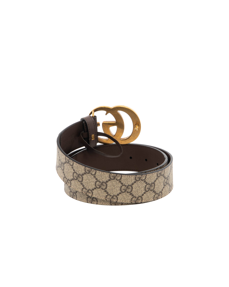 GUCCI BELT BEIGE BROWN 80 GG MONOGRAM CANVAS GHW 400593 92TLT 525040 8209