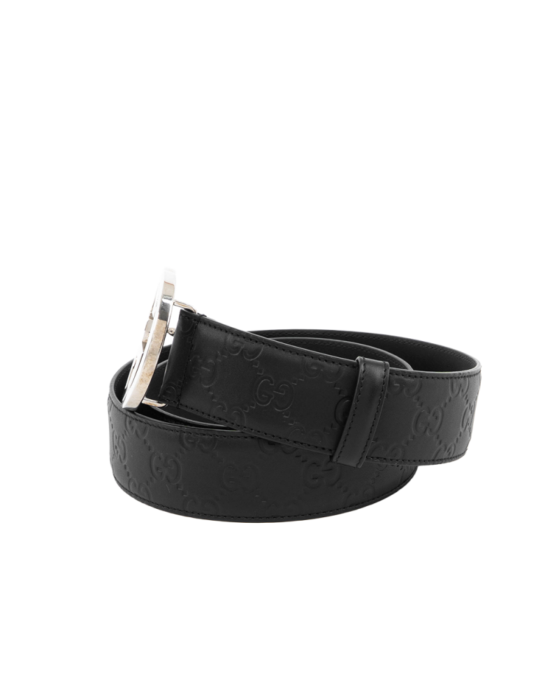 GUCCI BELT INTERLOCK 4 CM 90 BLACK GG MONOGRAM CALF SHW 214351 5513