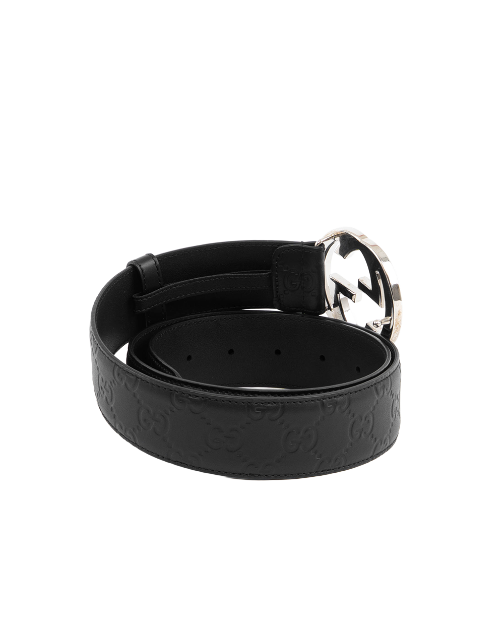 GUCCI BELT INTERLOCK 4 CM 90 BLACK GG MONOGRAM CALF SHW 214351 5514