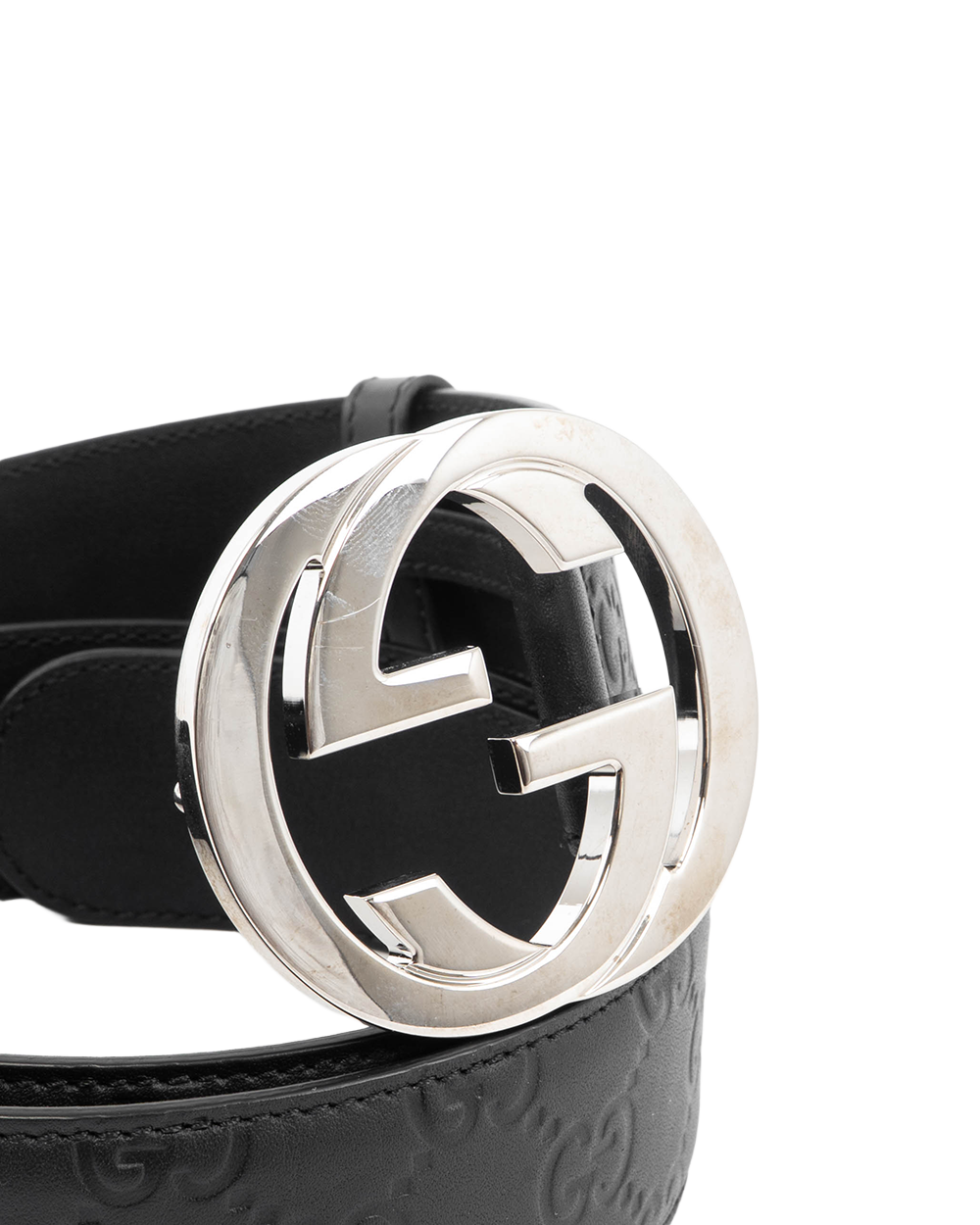 GUCCI BELT INTERLOCK 4 CM 90 BLACK GG MONOGRAM CALF SHW 214351 5516