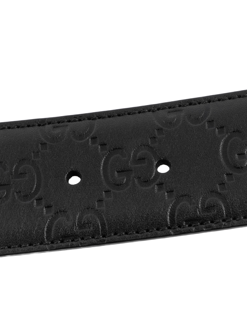 GUCCI BELT INTERLOCK 4 CM 90 BLACK GG MONOGRAM CALF SHW 214351 5522