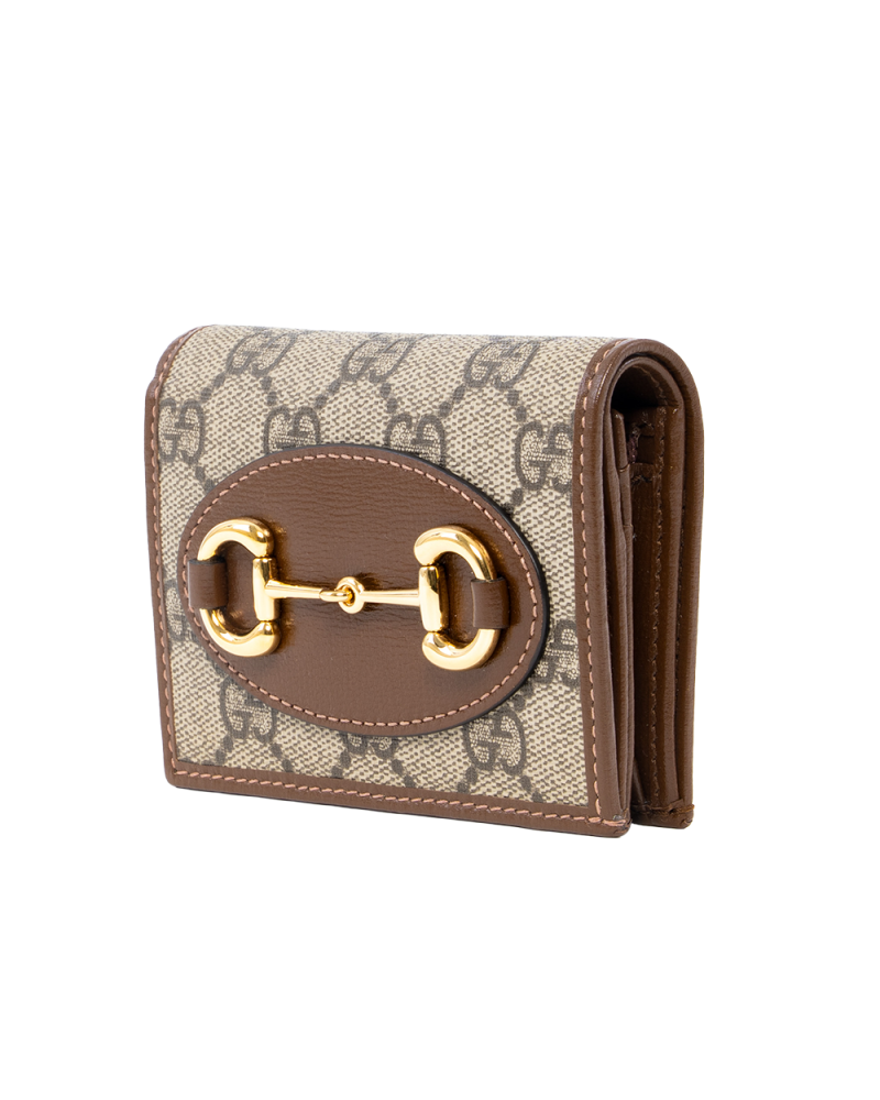 GUCCI BI FOLD HORSEBIT WALLET SHORT BROWN GG MONOGRAM CANVAS GHW 621887 2149 0286