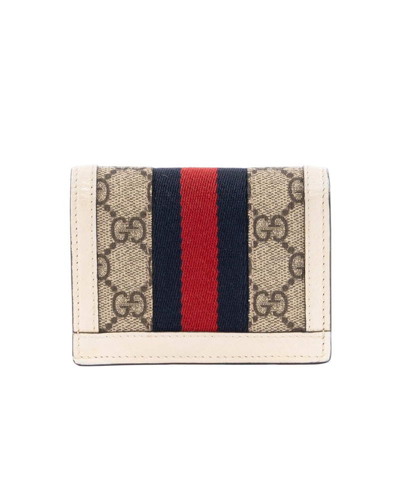 GUCCI BI FOLD WALLET OPHIDIA SHORT WHITE GG MONOGRAM CANVAS GHW 523155 0416 7231