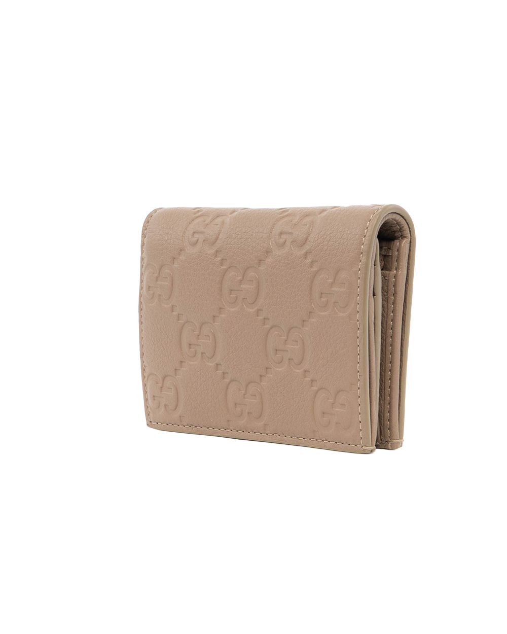 GUCCI BI FOLD WALLET SHORT BEIGE GG MONOGRAM CALF GHW 815901 496334 8085