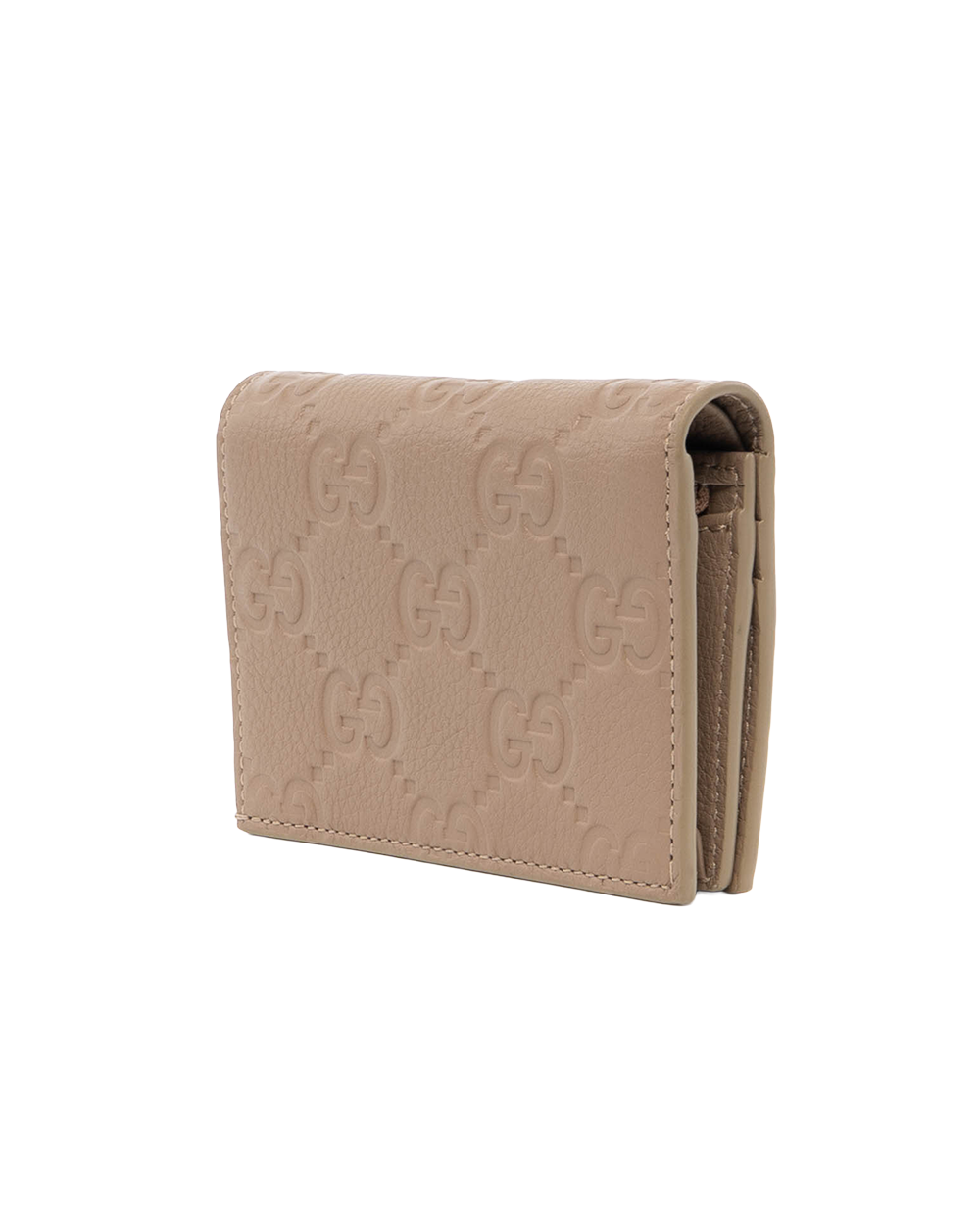 GUCCI BI FOLD WALLET SHORT BEIGE GG MONOGRAM CALF GHW 815901 496334 8086