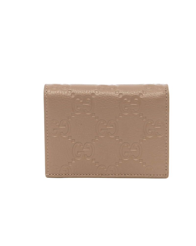 GUCCI BI FOLD WALLET SHORT BEIGE GG MONOGRAM CALF GHW 815901 496334 8087