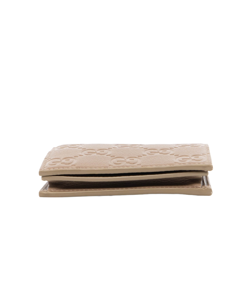 GUCCI BI FOLD WALLET SHORT BEIGE GG MONOGRAM CALF GHW 815901 496334 8088