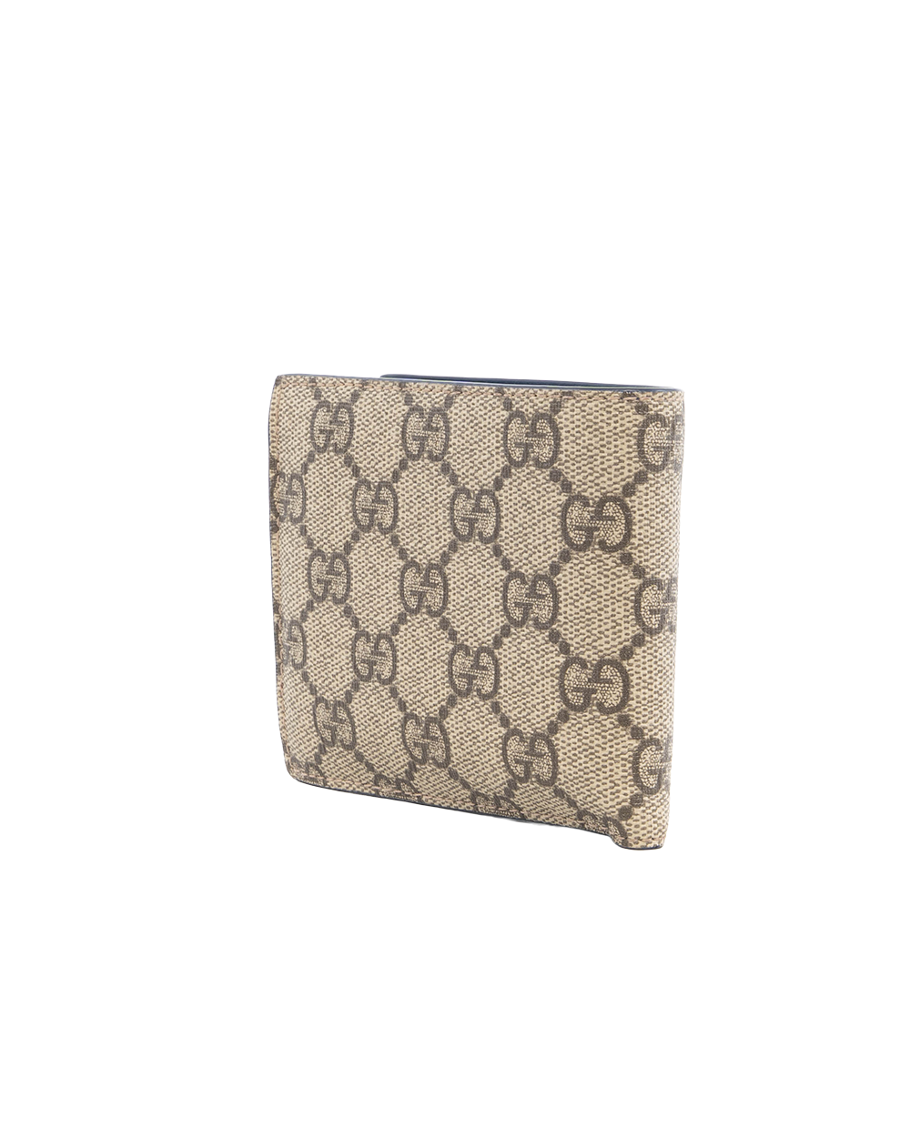 GUCCI BI FOLD WALLET SHORT BROWN BLUE GG MONOGRAM CANVAS 768243 0416 0532