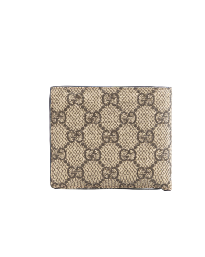 GUCCI BI FOLD WALLET SHORT BROWN BLUE GG MONOGRAM CANVAS 768243 0416 0533