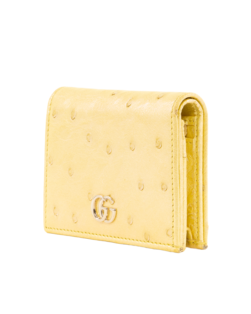 GUCCI BI FOLD WALLET SHORT YELLOW OSTRICH GHW 456126 0416 9567