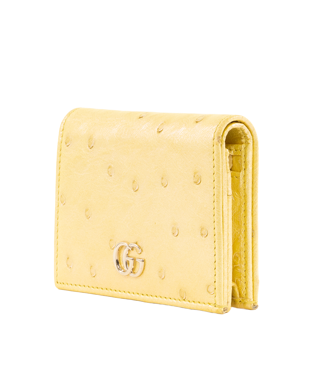 GUCCI BI FOLD WALLET SHORT YELLOW OSTRICH GHW 456126 0416 9567