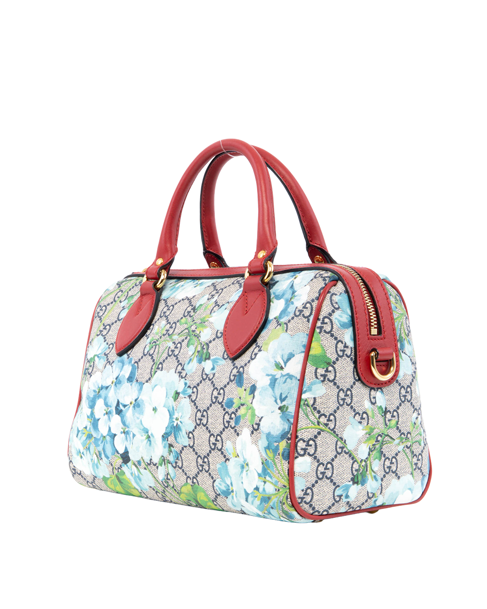 GUCCI BLOOMS BOSTON SMALL BROWN RED BLUE GG SUPREME MONOGRAM CANVAS GHW 546314 585795 0180