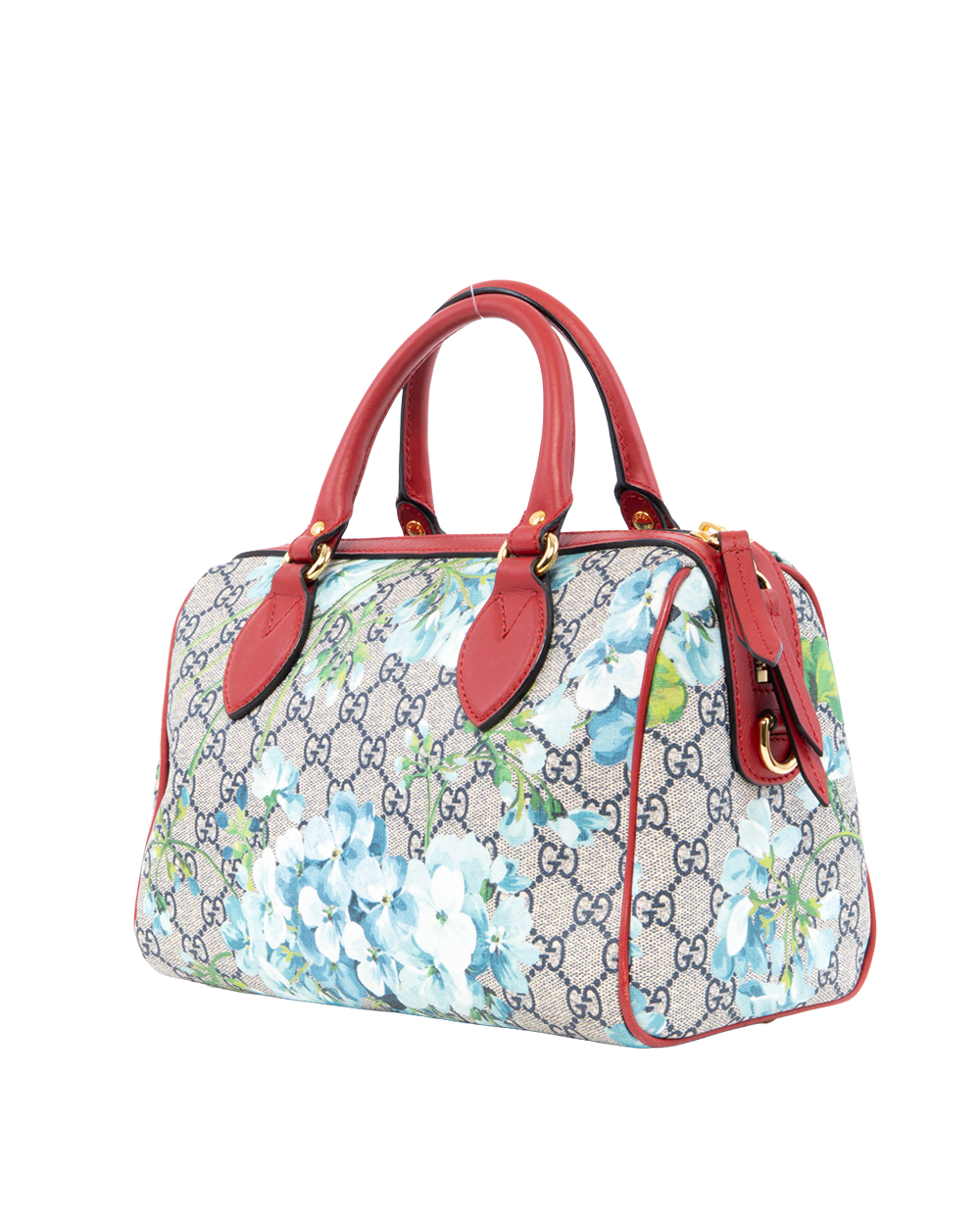 GUCCI BLOOMS BOSTON SMALL BROWN RED BLUE GG SUPREME MONOGRAM CANVAS GHW 546314 585795 0181