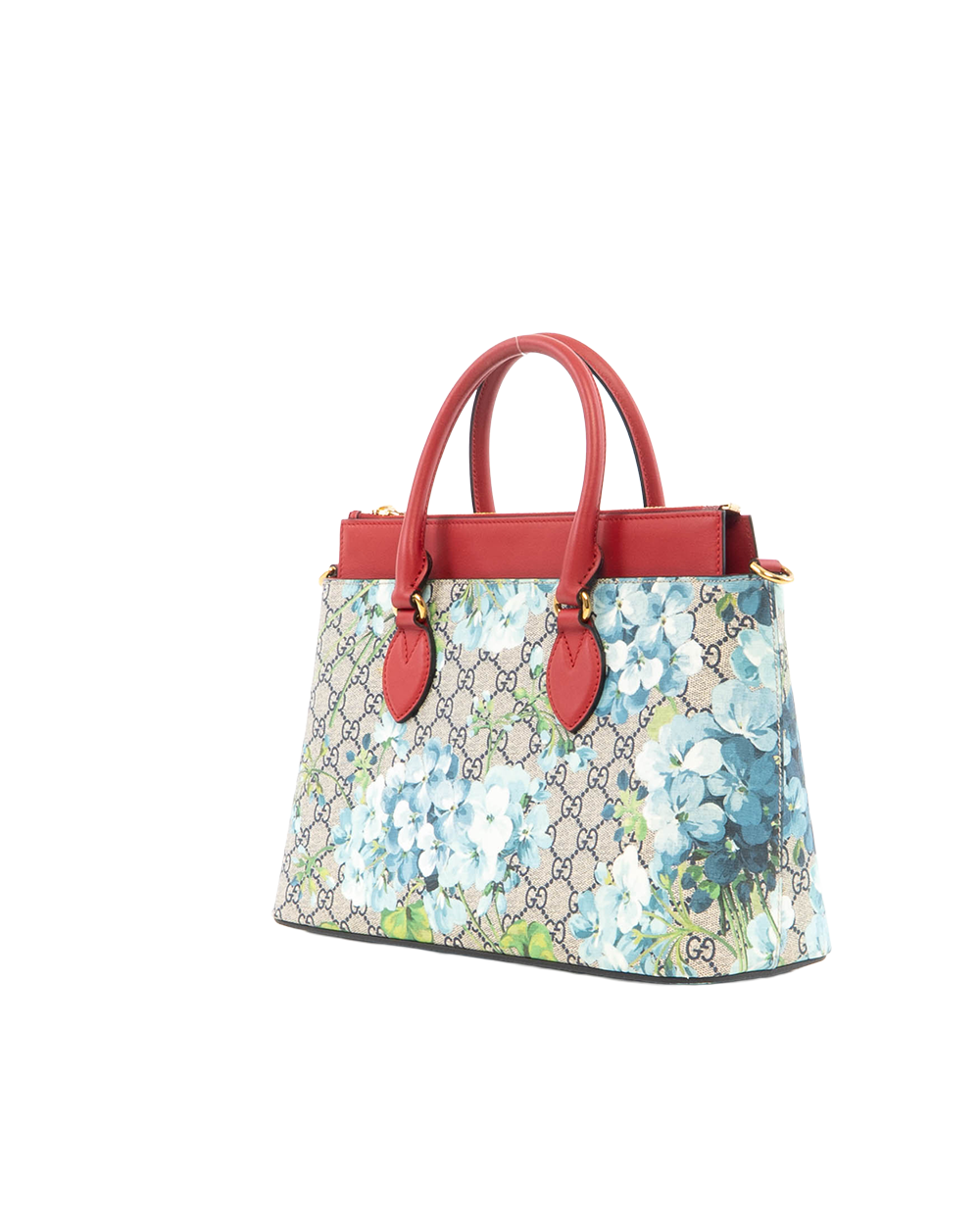 GUCCI BLOOMS TOTE MEDIUM BROWN RED BLUE GG SUPREME MONOGRAM CANVAS GHW 546316 493492 6935