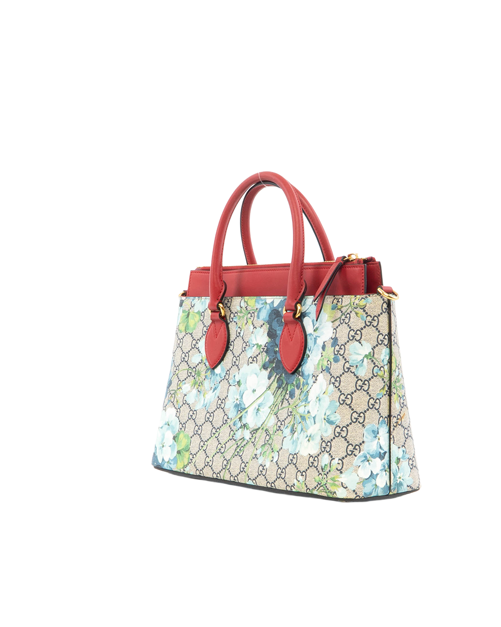 GUCCI BLOOMS TOTE MEDIUM BROWN RED BLUE GG SUPREME MONOGRAM CANVAS GHW 546316 493492 6936