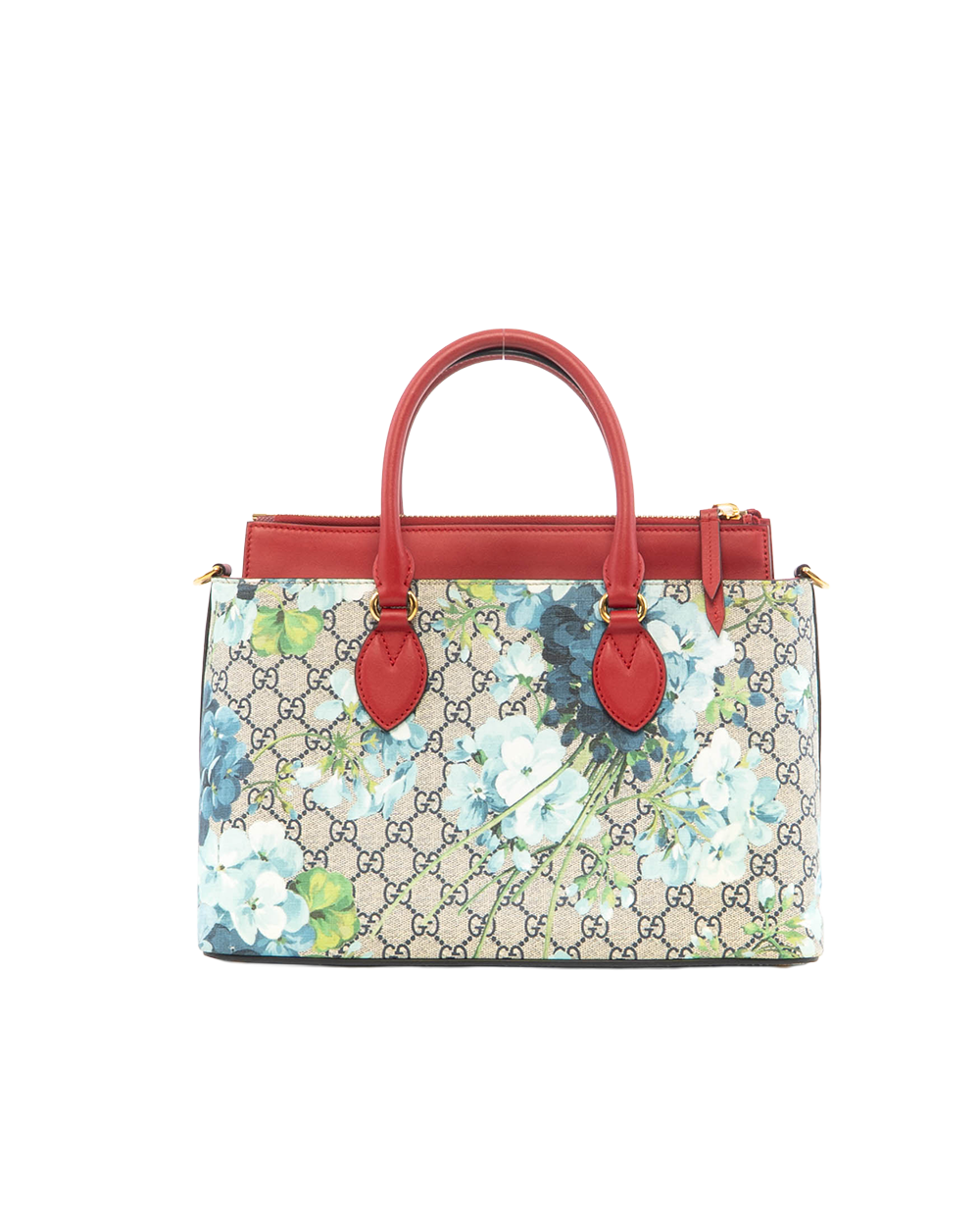 GUCCI BLOOMS TOTE MEDIUM BROWN RED BLUE GG SUPREME MONOGRAM CANVAS GHW 546316 493492 6937