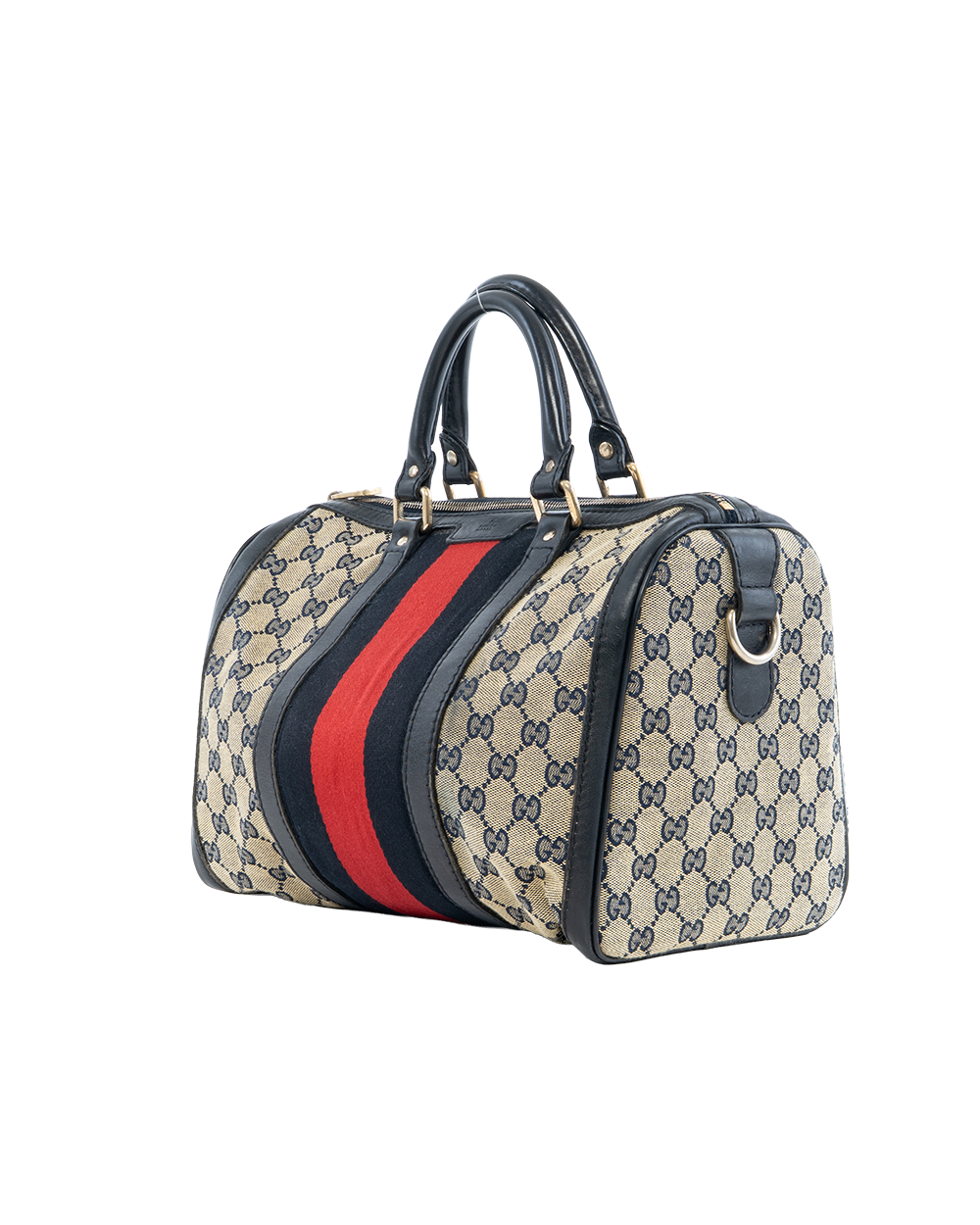 GUCCI BOSTON BLUE NAVY RED GG MONOGRAM CANVAS GHW 247205 525040 4002