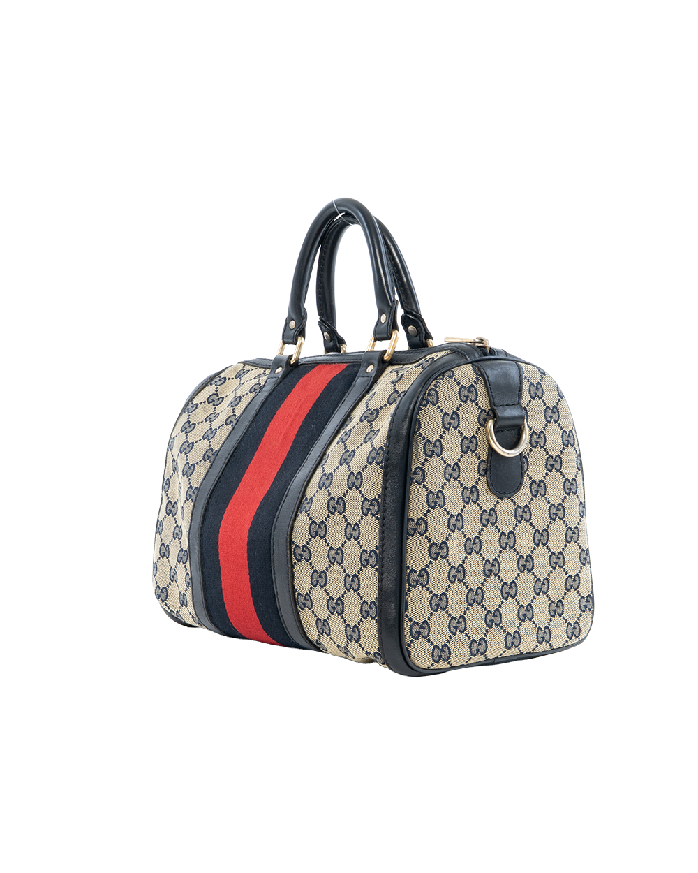 GUCCI BOSTON BLUE NAVY RED GG MONOGRAM CANVAS GHW 247205 525040 4003
