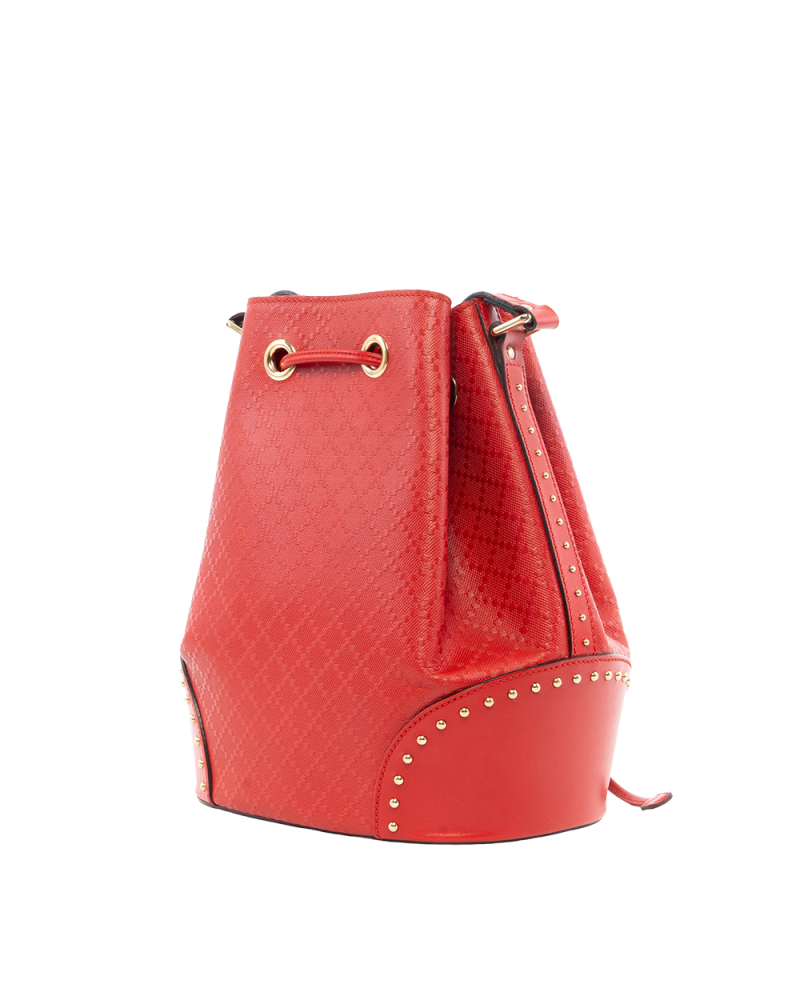 GUCCI BUCKET BAG LARGE RED CANVAS GHW 354228 200047 0378