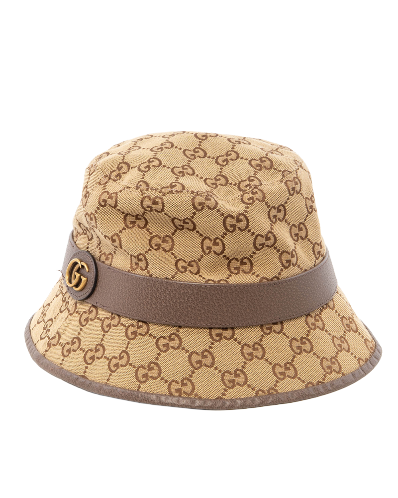 GUCCI BUCKET HAT BROWN M GG MONOGRAM GHW 5364