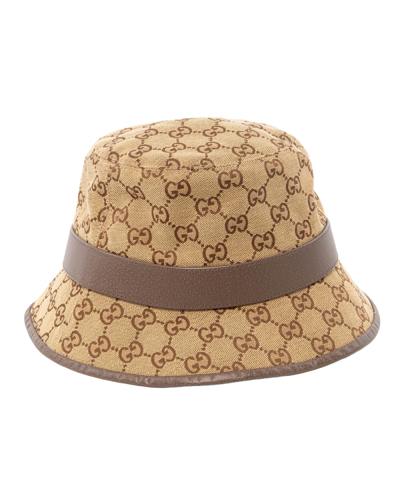 GUCCI BUCKET HAT BROWN M GG MONOGRAM GHW 5365