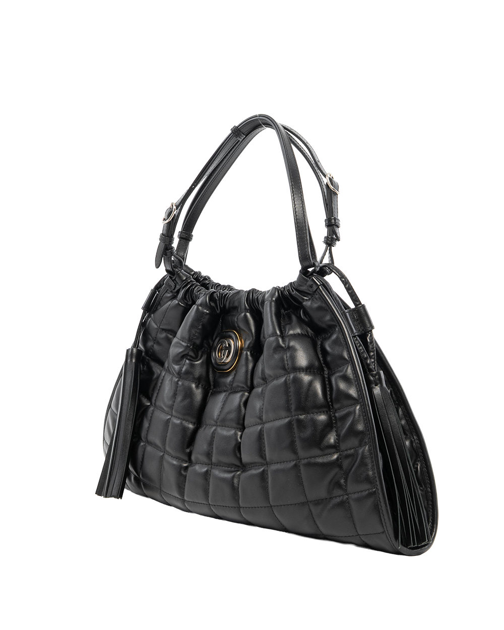 GUCCI DECO TOTE BAG MEDIUM BLACK CALF GHW 746210 498879 8831