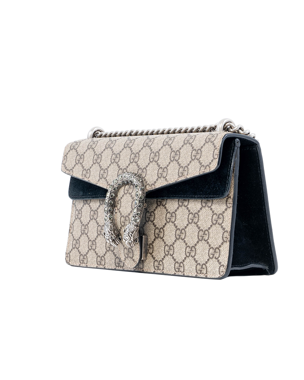 GUCCI DIONYSUS NEW SMALL BLACK BEIGE GG MONOGRAM CANVAS SHW 499623 493075 02882