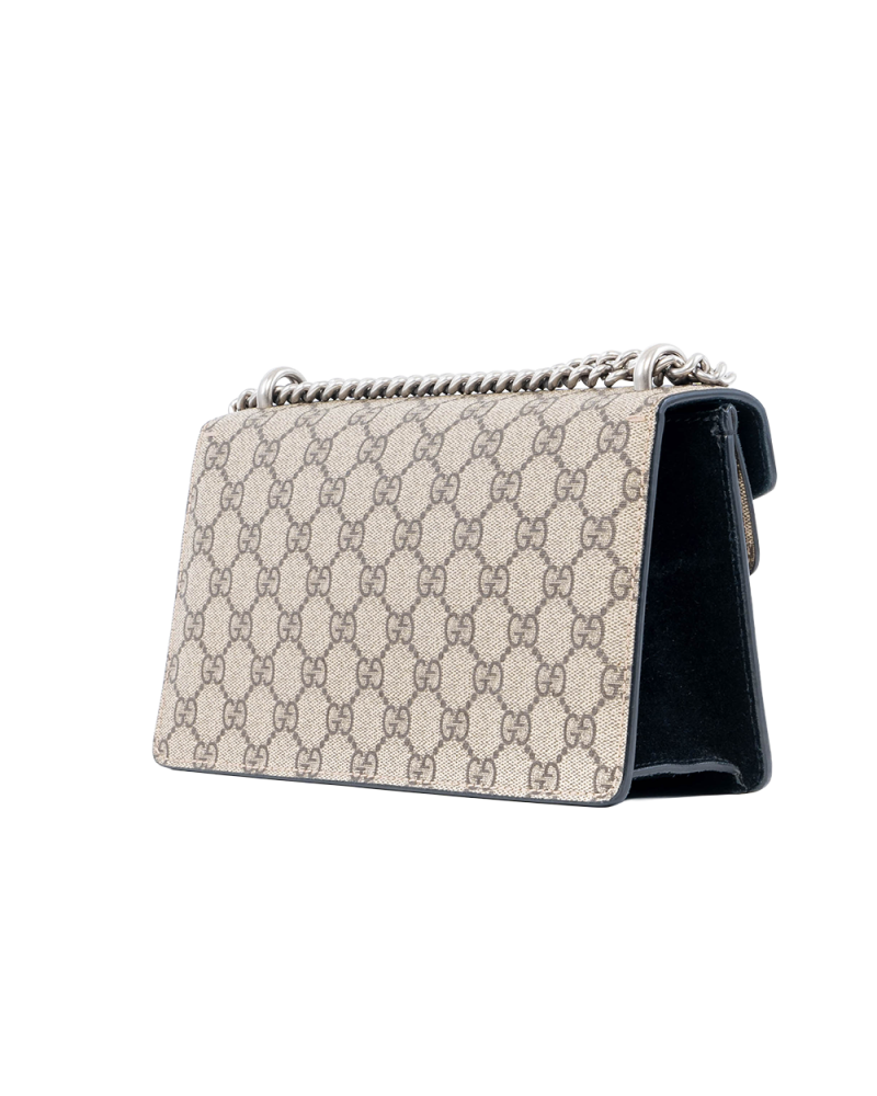 GUCCI DIONYSUS NEW SMALL BLACK BEIGE GG MONOGRAM CANVAS SHW 499623 493075 02883