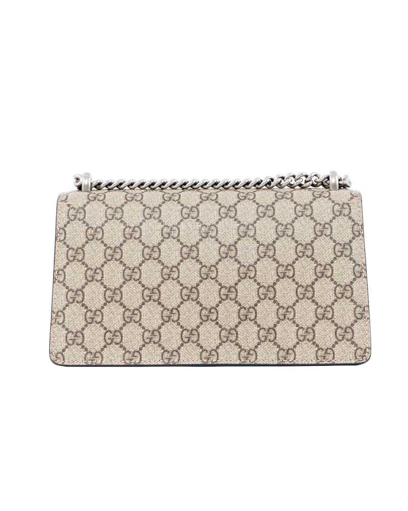 GUCCI DIONYSUS NEW SMALL BLACK BEIGE GG MONOGRAM CANVAS SHW 499623 493075 02884