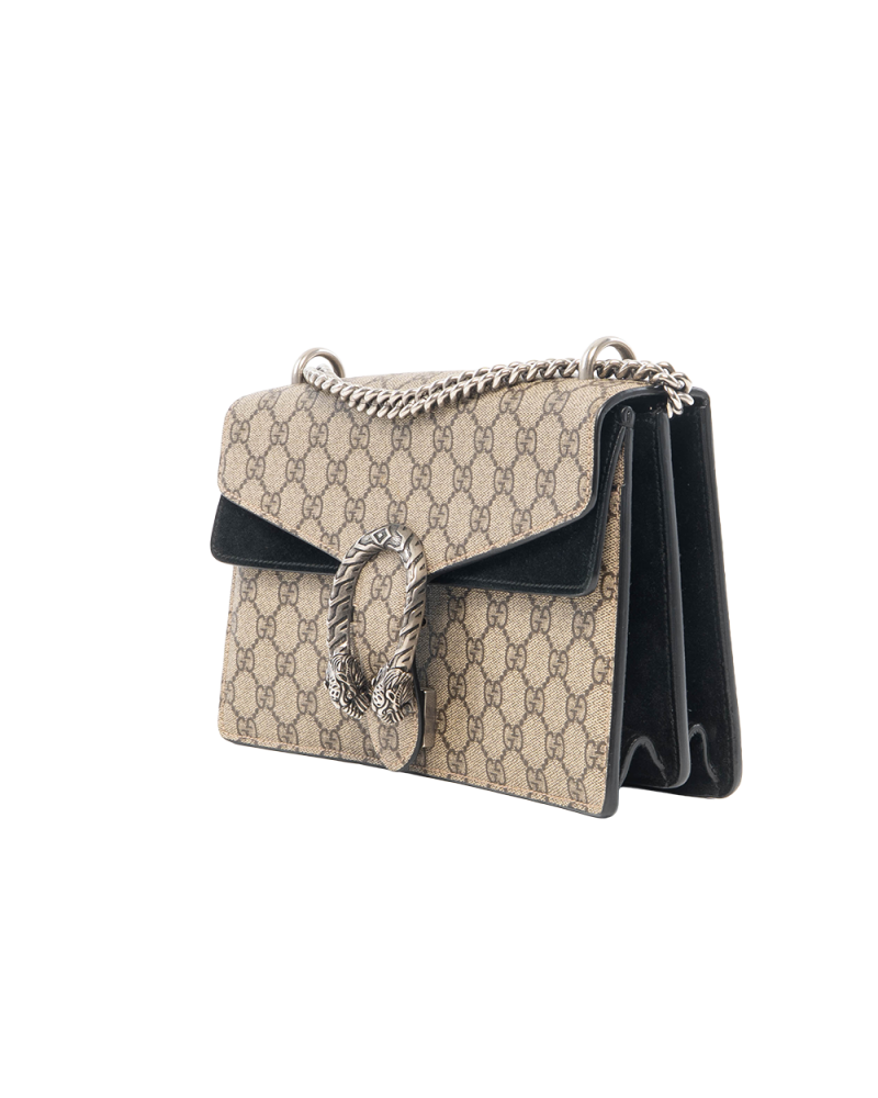 GUCCI DIONYSUS SMALL BROWN BLACK GG MONOGRAM CANVAS SHW 0977
