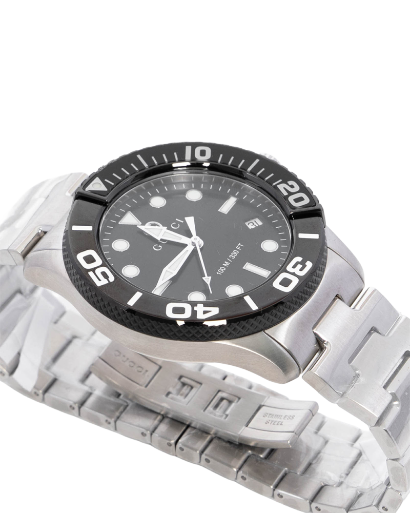 GUCCI DIVER WATCH 45MM BLACK STAINLESS STEEL SHW 17952857 6167
