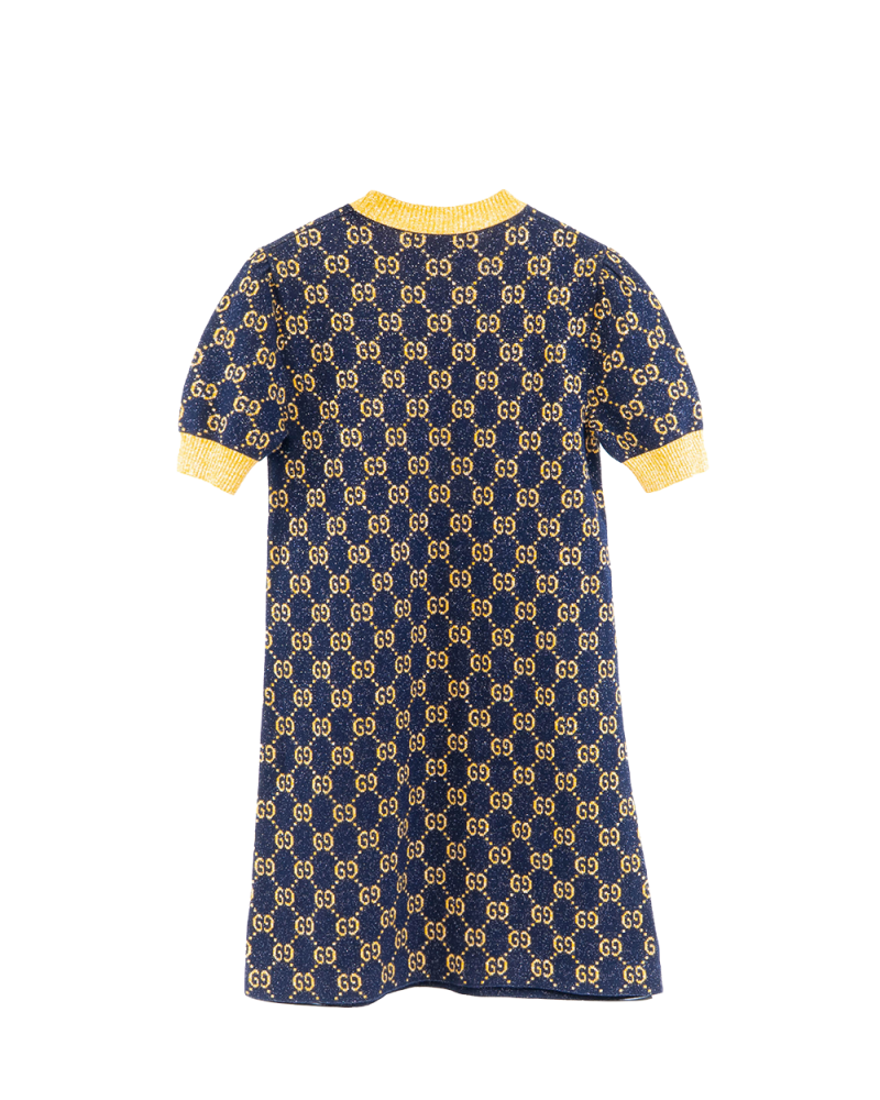 GUCCI DRESS S BLUE YELLOW KNIT 692707 XKB54 0140