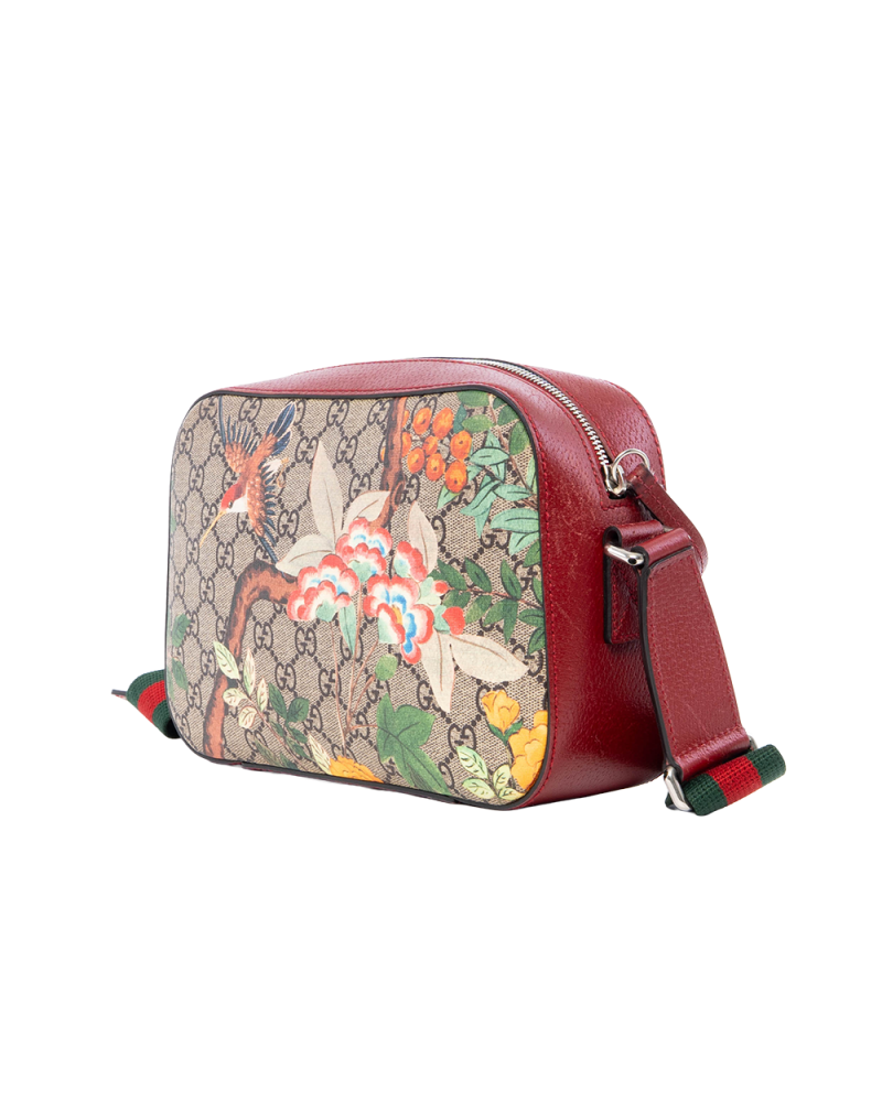 GUCCI GG SUPREME TIAN CAMERA BAG BROWN RED GREEN YELLOW GG SUPREME MONOGRAM CANVAS GHW 0186