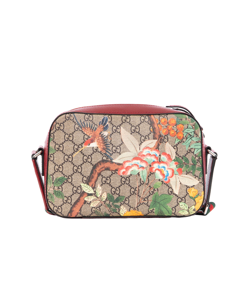 GUCCI GG SUPREME TIAN CAMERA BAG BROWN RED GREEN YELLOW GG SUPREME MONOGRAM CANVAS GHW 0187
