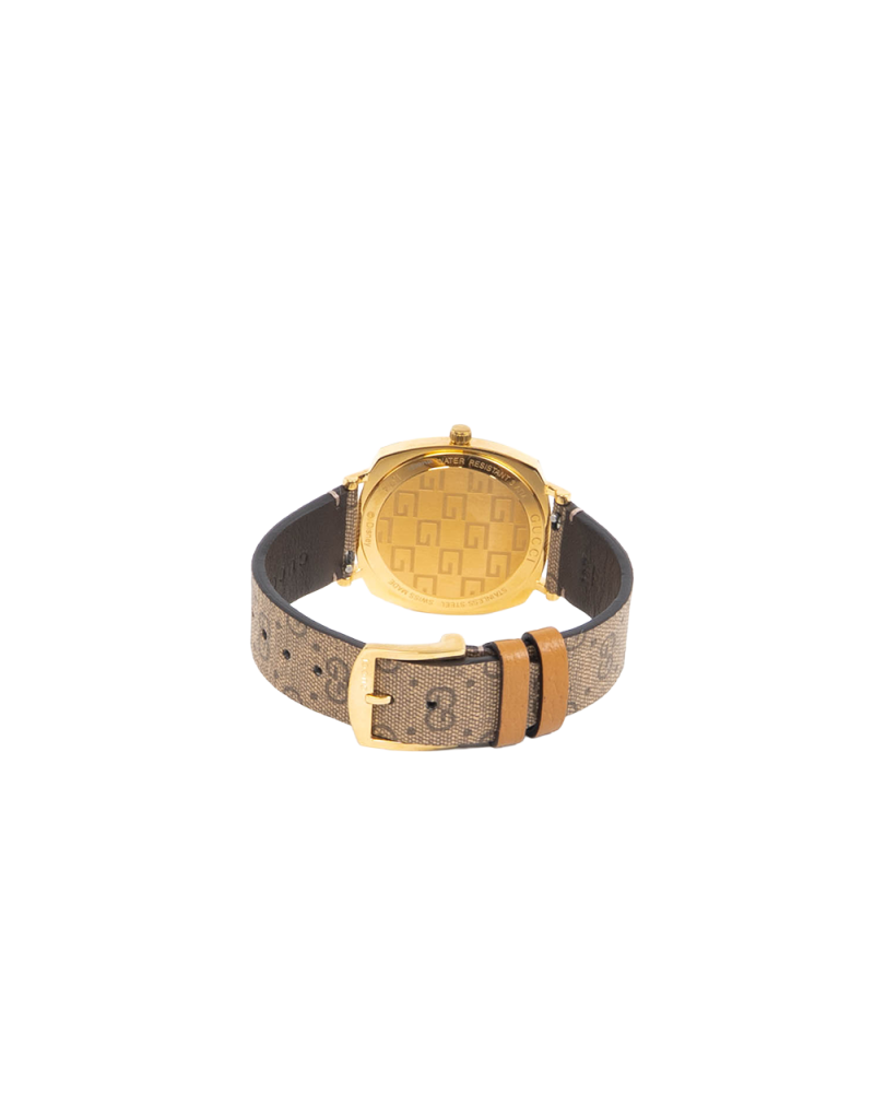 GUCCI GRIP DISNEY MICKEY MOUSE WATCH GOLD BROWN GG MONOGRAM CANVAS GHW 18146454 5637