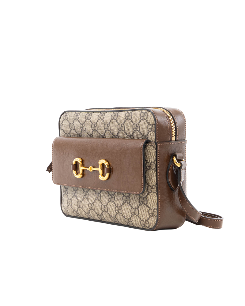 GUCCI HORSEBIT 1955 CAMERA BROWN GG SUPREME MONOGRAM CANVAS GHW 645454 520982 5296