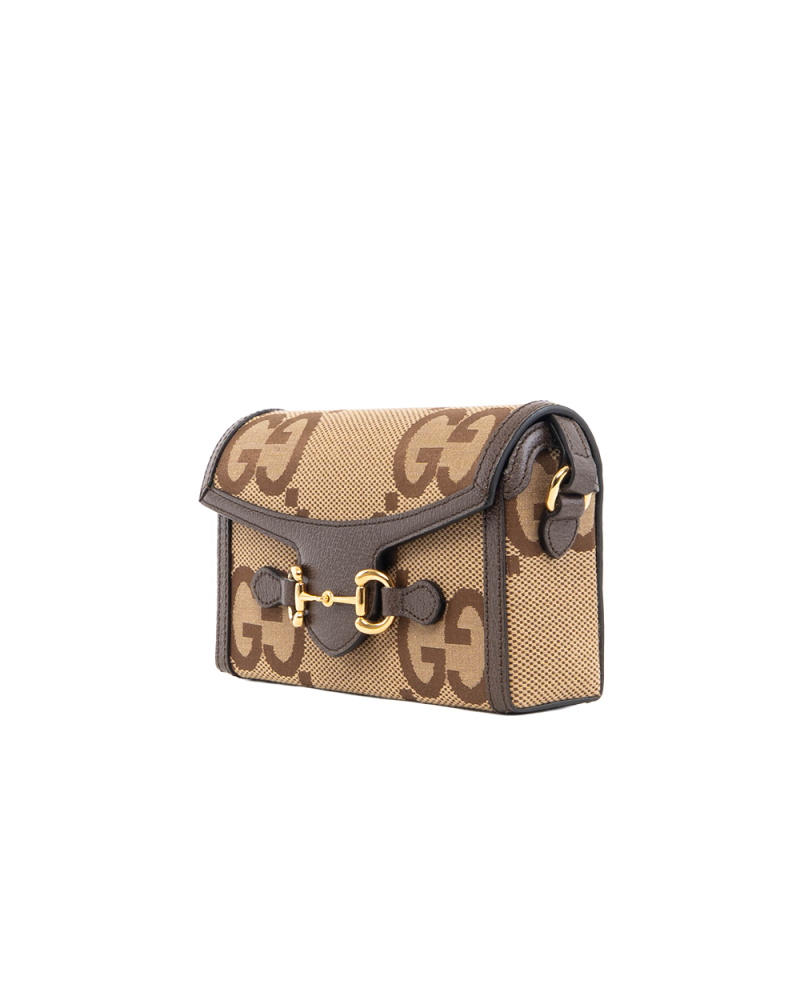 GUCCI HORSEBIT 1955 CAMERA MINI BROWN GG MONOGRAM CANVAS GHW 699296 498879 5480