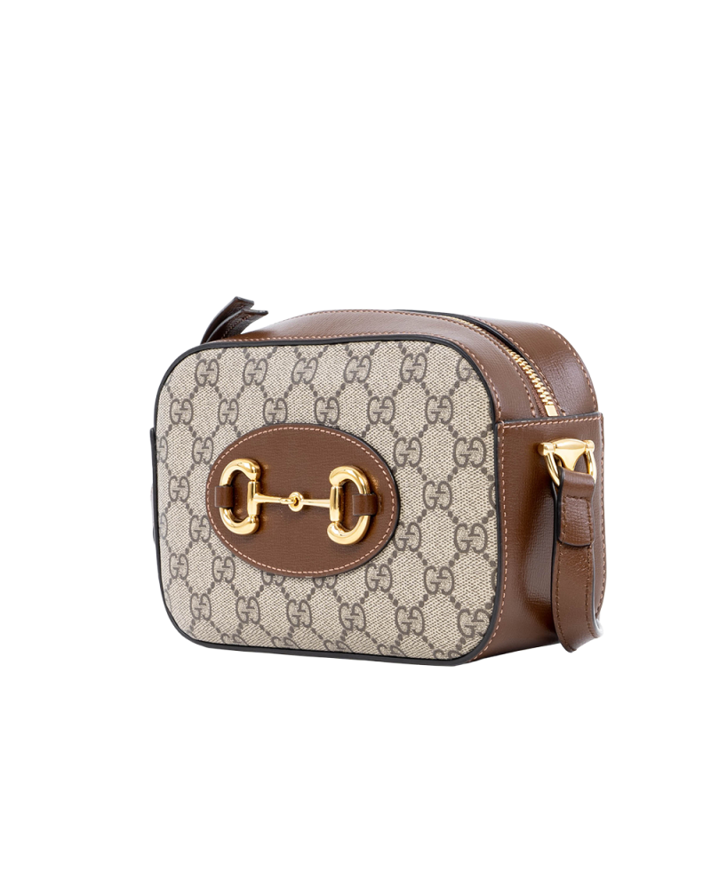 GUCCI HORSEBIT 1955 CAMERA SMALL BROWN GG SUPREME MONOGRAM CANVAS GHW 760196 498075 03557
