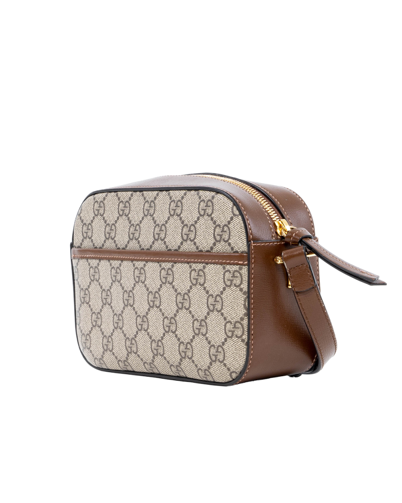 GUCCI HORSEBIT 1955 CAMERA SMALL BROWN GG SUPREME MONOGRAM CANVAS GHW 760196 498075 03558